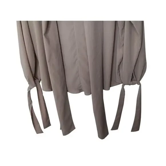 Obando Collective Beige Wrap Neck Top SZ 10 - Picture 7 of 12